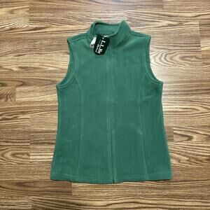 LL Bean Fleece Vest Womens S Full Zip Up Green Hiking Camping NWT